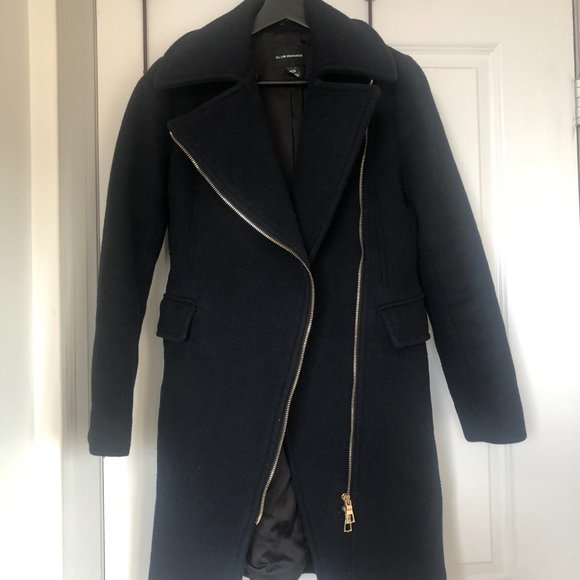Club Monaco Black Josette Wool and Faux Fur Coat Size XS - Picture 4 of 8